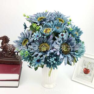 直销13头 家居摄影软装 油画向日葵 花 设计摆 仿真花假花欧式 新款