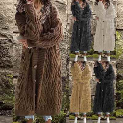Knitted women's long knitted sweater cardigan jacket