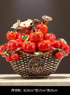 新款柿柿柿子摆件乔迁新居入伙之喜如礼意物装饰品客厅玄酒关柜电