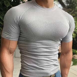Men Compression Top 夏季跑步训练压缩紧身速干T恤上衣