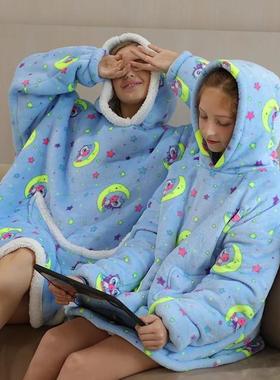 Sherpa Fleece Oversized Wearable Blanket Hoodie Adults Kids