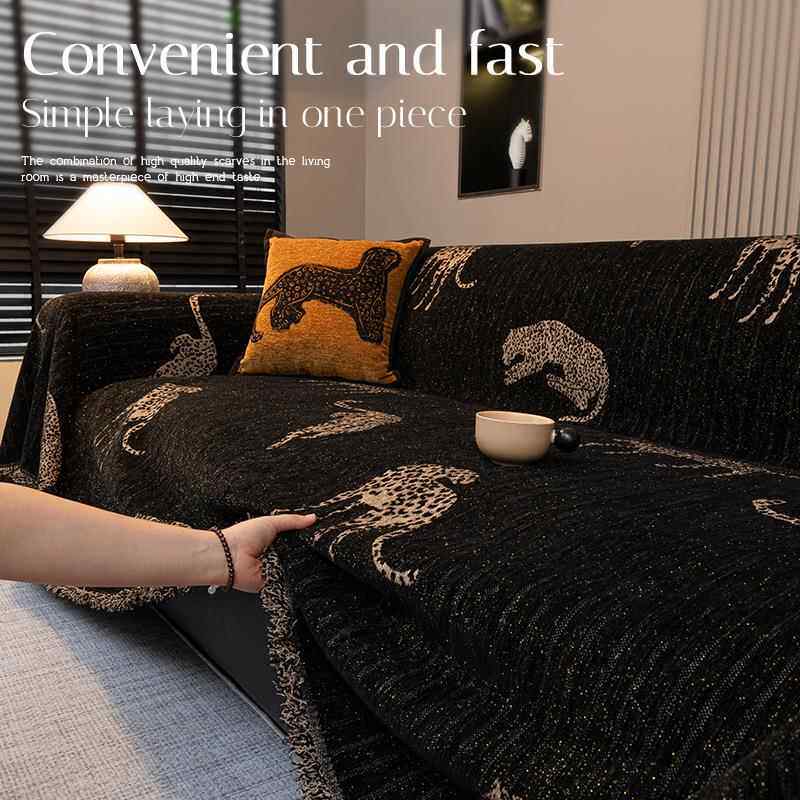 轻奢高级感沙发盖布四季通用现代简约黑色沙发巾一整张全盖套毯垫