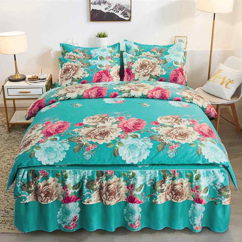 高档单被套床床上用品件套全棉纯棉欧式结婚庆四床罩床床裙款简约