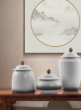 新式水墨中陶003瓷罐摆样板房售楼处酒餐店大堂软装客件厅书房厅