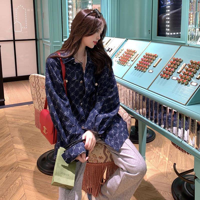 新品牛仔外套女春秋款2026韩系设计感小众衬衫休闲品牌提花马甲牛