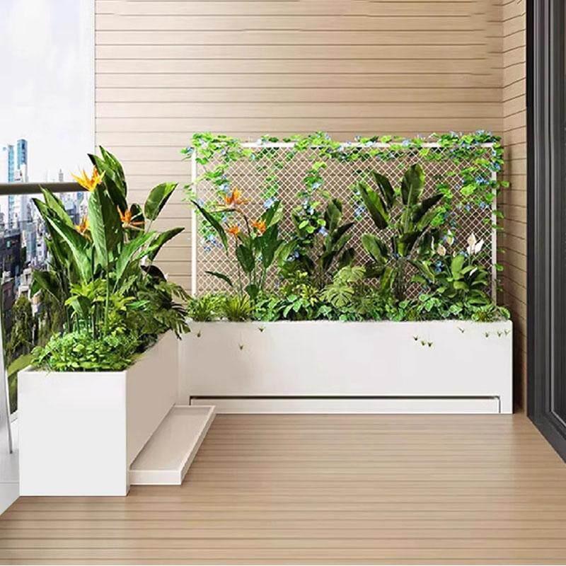 长方形水泥板花箱室内带抽屉内嵌接水盘阳台露台花盆种植箱可定制