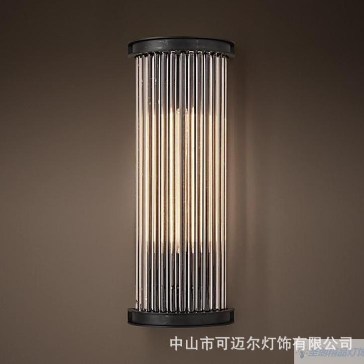 美式简约复古半圆形玻璃棒过道楼梯卧室客厅个性床头壁灯镜前灯