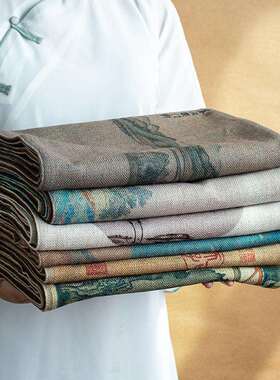 古国NEM风棉麻垫茶席复桌旗禅意布艺干泡茶台桌布茶盘茶道配布件