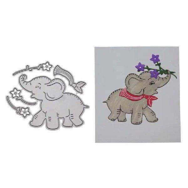 Elephant Flower Cutting Dies Greeting Invitation Message