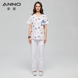 正品安诺洗手服小印花生宠手物医护士工作制服刷衣男女款 护士
