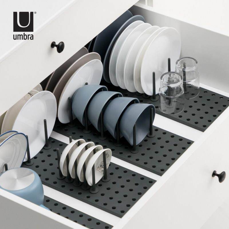 umbra抽屉收纳分隔板多功能置物架子组合隔板碗架碟架餐具收纳层