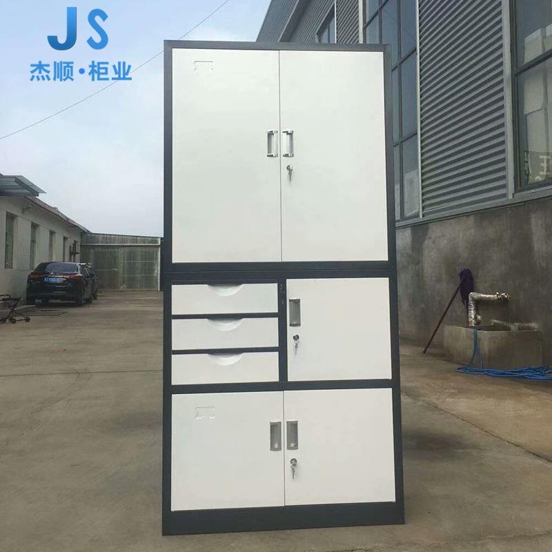 偏三斗内保险文件柜 办公资料柜铁皮储物柜带锁玻璃书柜