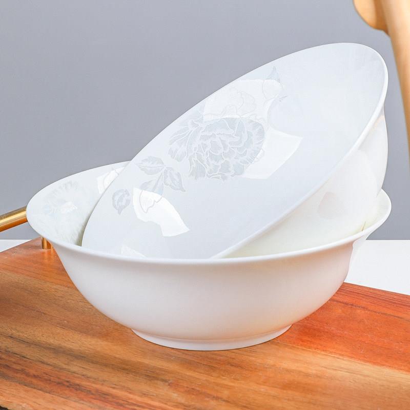 6只骨瓷家用米饭碗中式斗笠碗面碗大汤碗陶瓷喝粥碗甜品碗蘸料碗