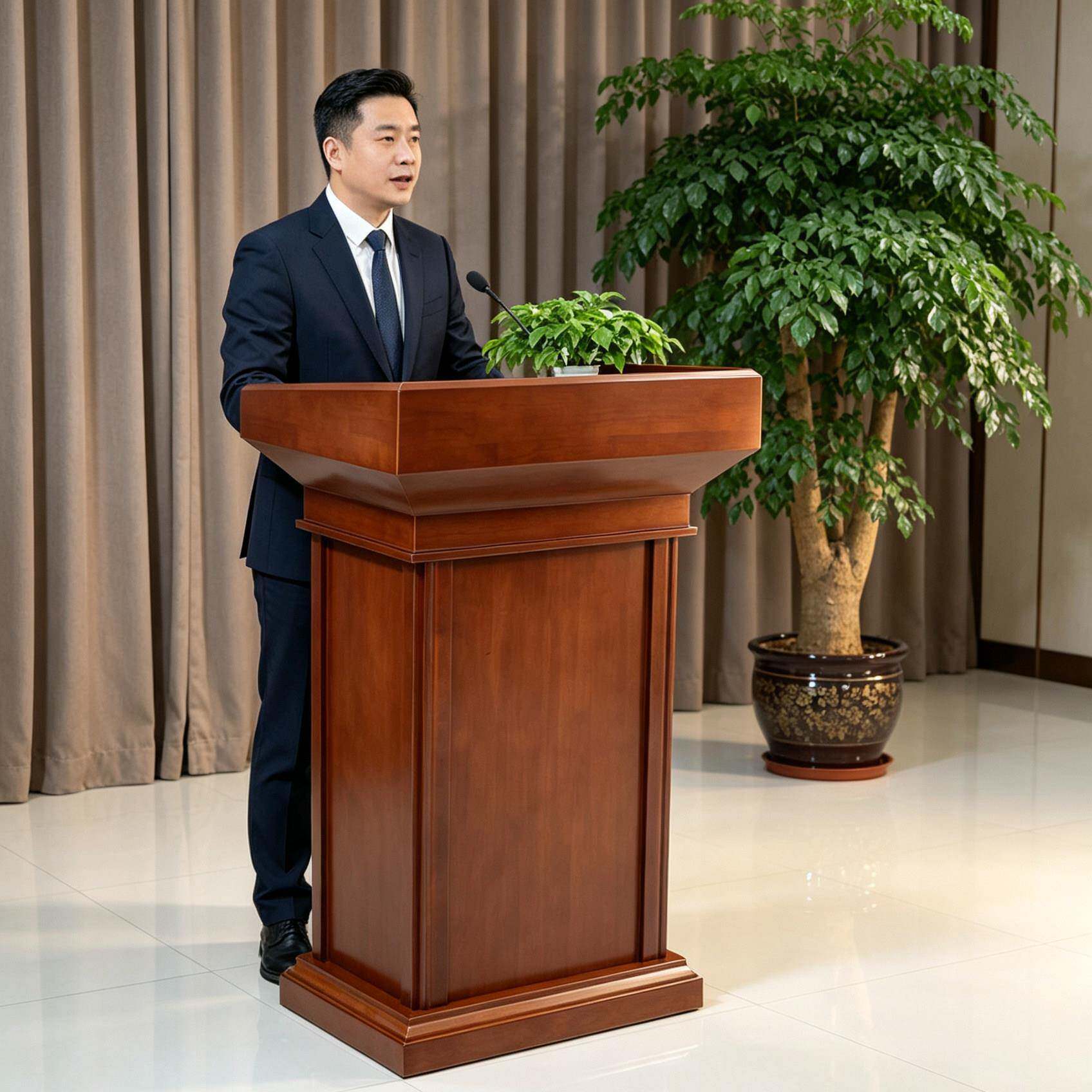 实木遥控升降演讲发言主持培训会议学校酒店导购司仪宣誓接待台