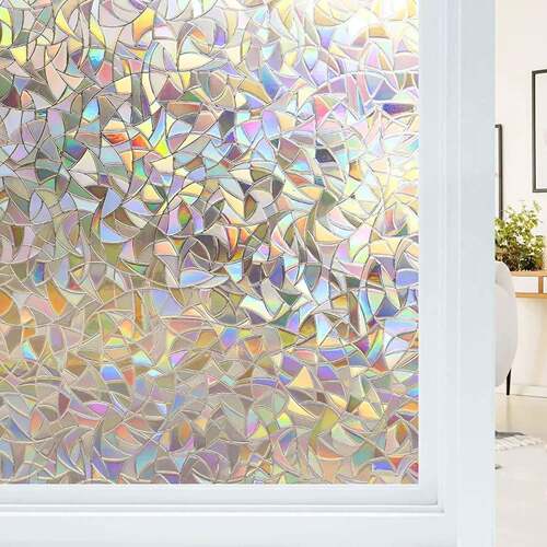 Window Privacy Film Rainbow Static Cling Stained Glass Film
