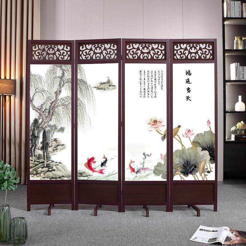 屏风隔断客厅折叠移动新中式实木镂空饭店中国风入户玄关简约家用