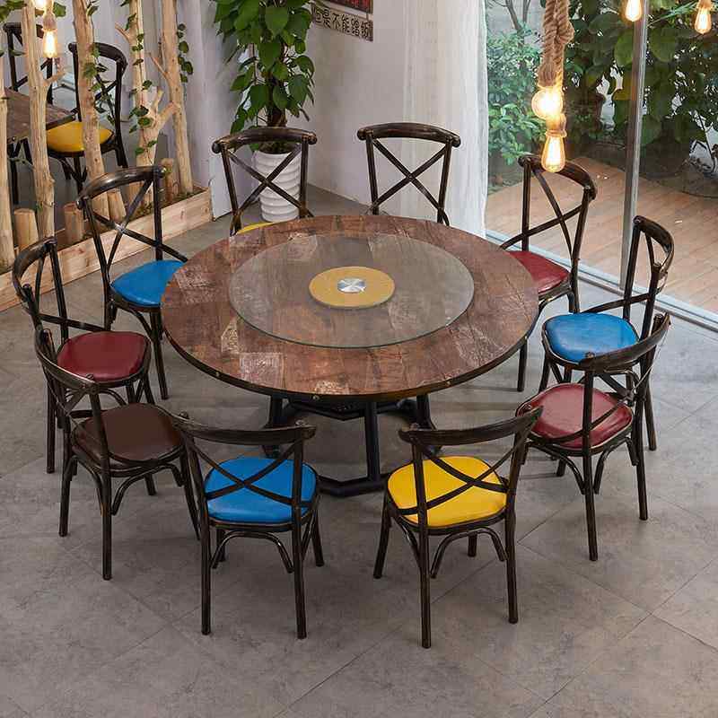 新款直销复古工业风主题餐厅铁艺桌椅小吃店大排档桌子火锅店烧烤