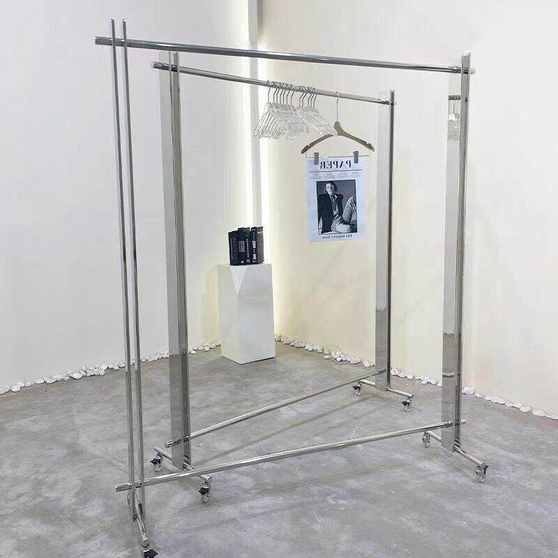 服装店展示架不锈钢中岛架买手店专用架落地式侧挂高端女装陈列架