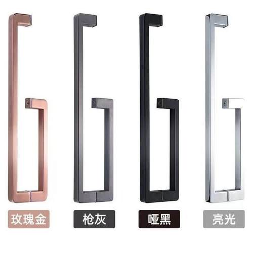 淋浴房把手黑色玻璃门高端隔断门方把手淋浴房加厚l型浴室把手