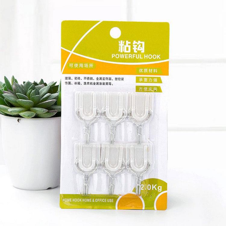 创意塑料挂钩门后粘钩家用创意浴室墙壁塑料挂勾6个装