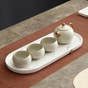 茶盘家用客厅茶几储沥水轻奢小型竹茶海干泡台茶具套装陶瓷茶托盘