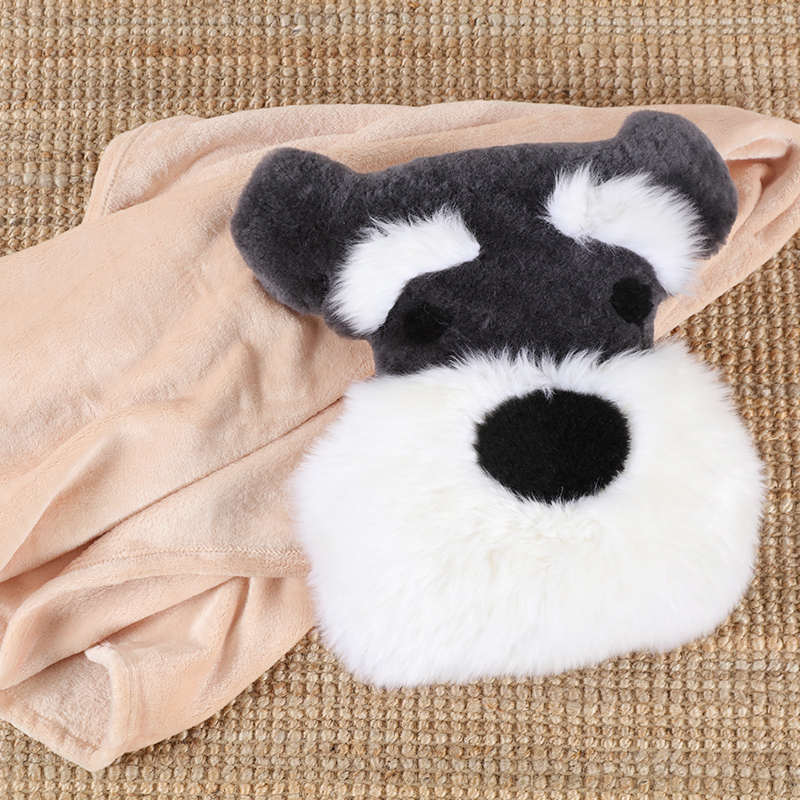 卡通雪纳瑞可爱两用抱枕被子盖毯动物狗多功能毛绒抱枕被午休被