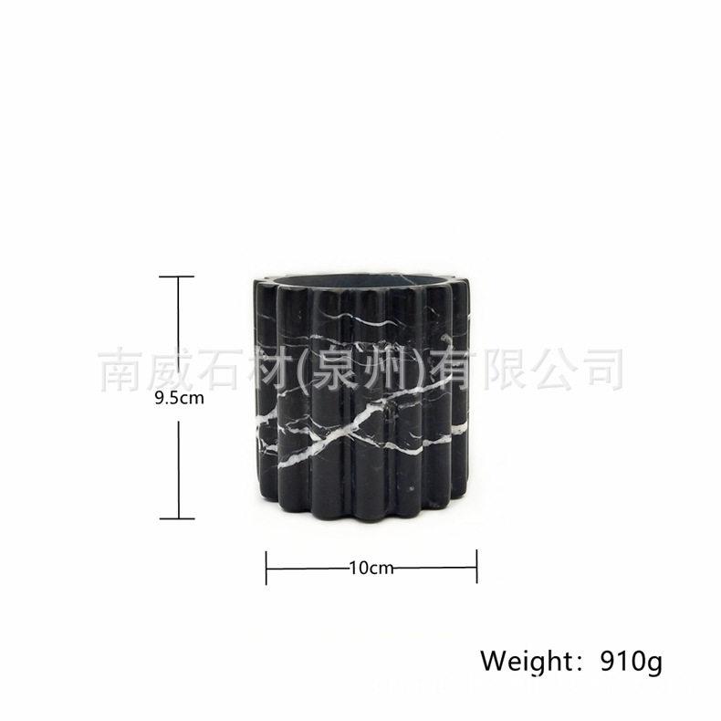 创意天然大理石笔筒桌面美妆眉笔粉刷子收纳筒糖果蜡烛杯棉签
