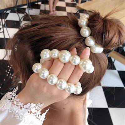 Ruoshui Woman Big Pearl Hair Ties Fashion Korean Style Hairb