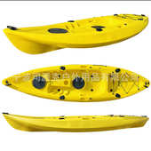 单人皮划艇2米9塑料硬艇手划休闲皮划艇固定鱼杆座独木单人船