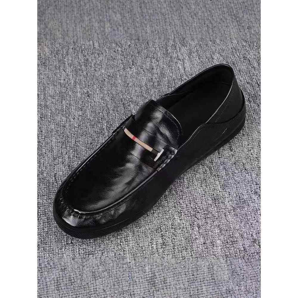 乐福鞋高级感男士厚底休闲皮鞋一脚蹬透气2025新款真皮豆豆鞋男款