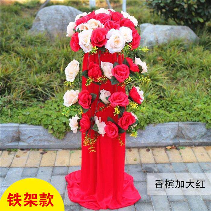 新款婚庆道具42头下垂路引花蓝拱门配套升降路引花柱婚礼装饰用品