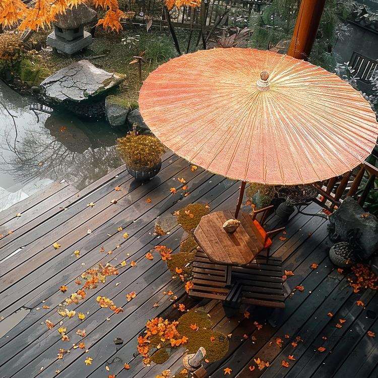 中式户外大油纸伞古风防雨遮阳大油纸伞复古庭院伞围炉煮茶网红伞