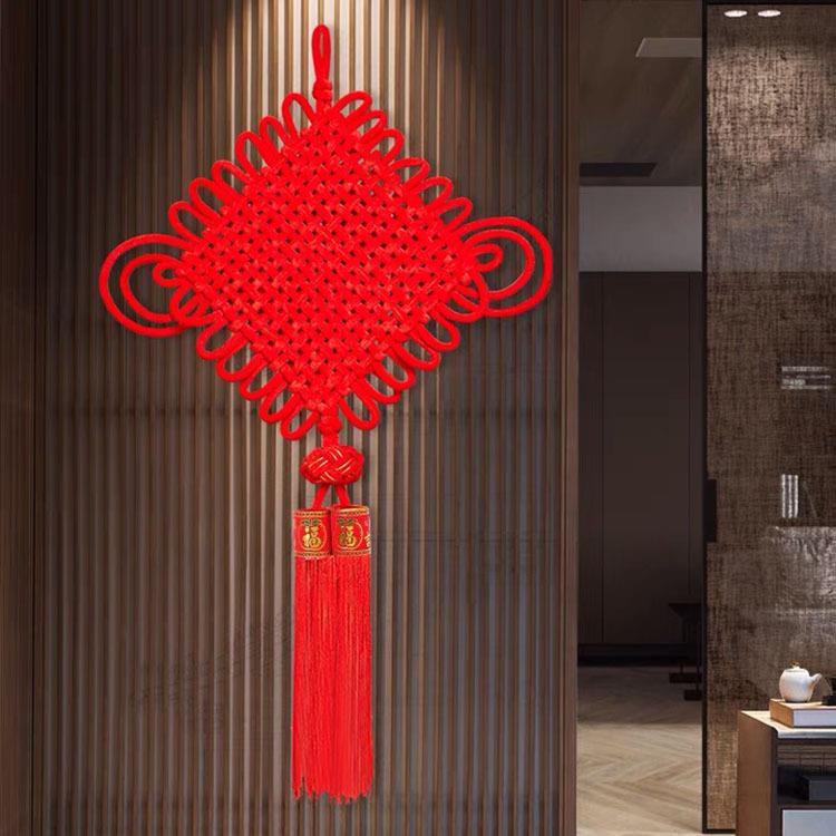绒布编制中国结手编纯红绒布结家居客厅年货春节喜庆挂件厂家