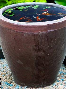 古法水缸流水摆件瀑布阳台腌菜坛庭院造景生态养鱼荷花缸米缸陶瓷