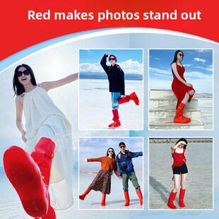 茶卡盐湖专用鞋套防水高筒加厚红雨靴青海草原水靴沙漠防沙脚套