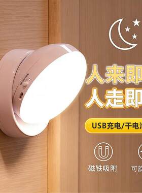 大九卫感应灯夜灯无线人体感应自动亮灯家用过道楼梯光控卧室厕所