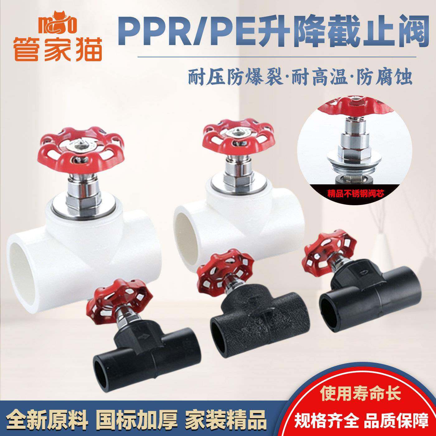 ppr截止阀20/25/32水管配件4分6分阀门热熔管件 pe升降式水阀闸阀