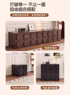 式法中古实木电视柜客厅白蜡木自由组合卡柜门物储收纳EKA柜沙发