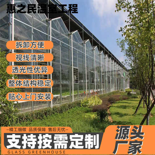 连栋温室大棚厂家供应 农业蔬菜温室大棚 花卉育苗用玻璃温室