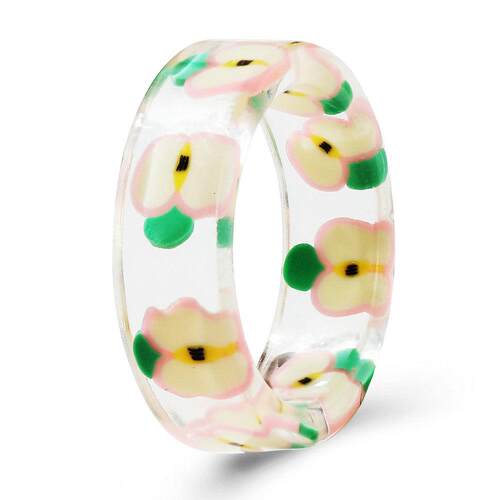Colored acrylic ring rings五角星树树关节戒指女彩色压克力戒指