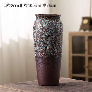 插花筒花复古水干窑变桌面长鲜花花插摆件器家用培花瓶器皿陶瓷