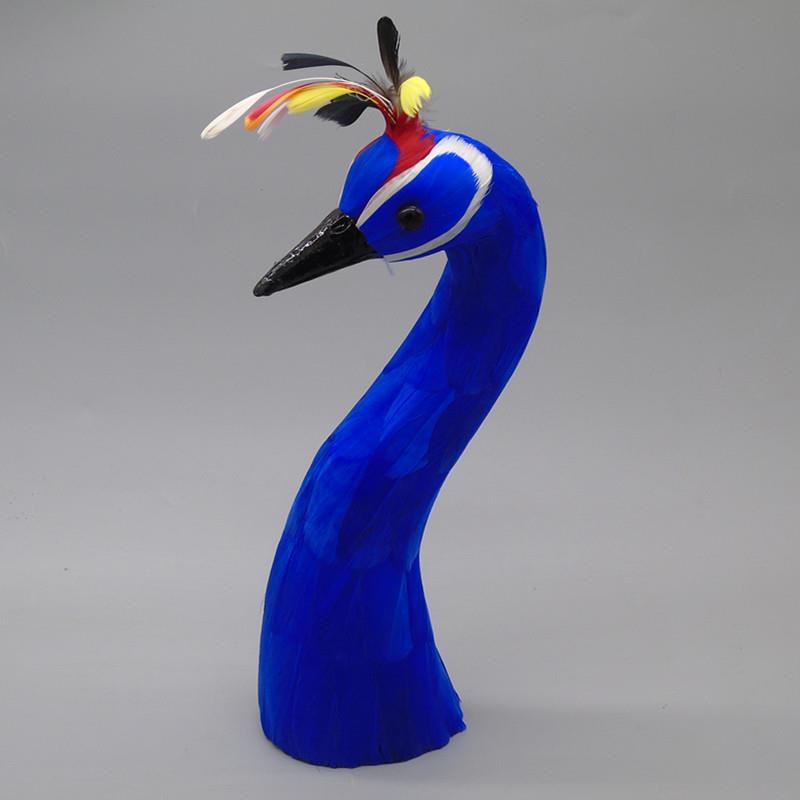 仿仿真餐雀头模JQA型宴道具仿真羽孔毛孔雀头桌模型摆件真羽毛动