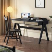 法式 复古实木书桌小户型书房卧室家用电脑办公桌学生写字桌椅组合