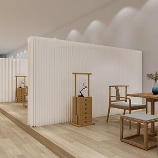 白色折叠屏风高隔断客厅遮挡展会活动可移动落地伸缩风琴纸墙zhi