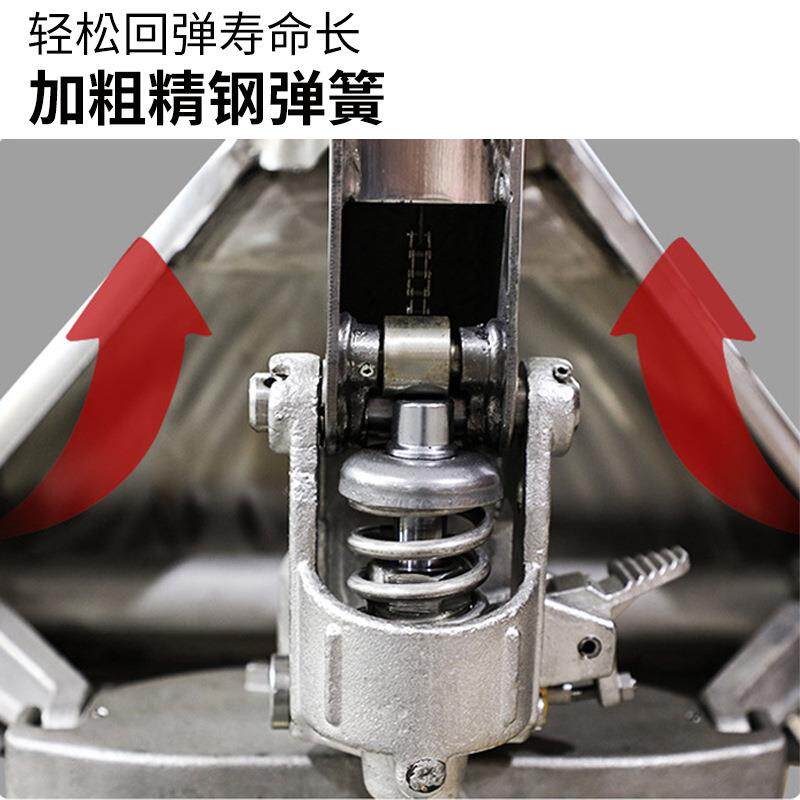 2吨3吨不锈钢手动叉车液压搬运车手动推拉升降液压拖车多规格地牛
