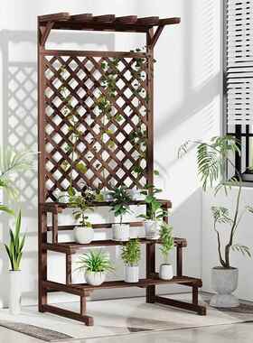 防腐格木花架阳台YFF多层阶梯落式庭院户地外花架子室实木网花盆