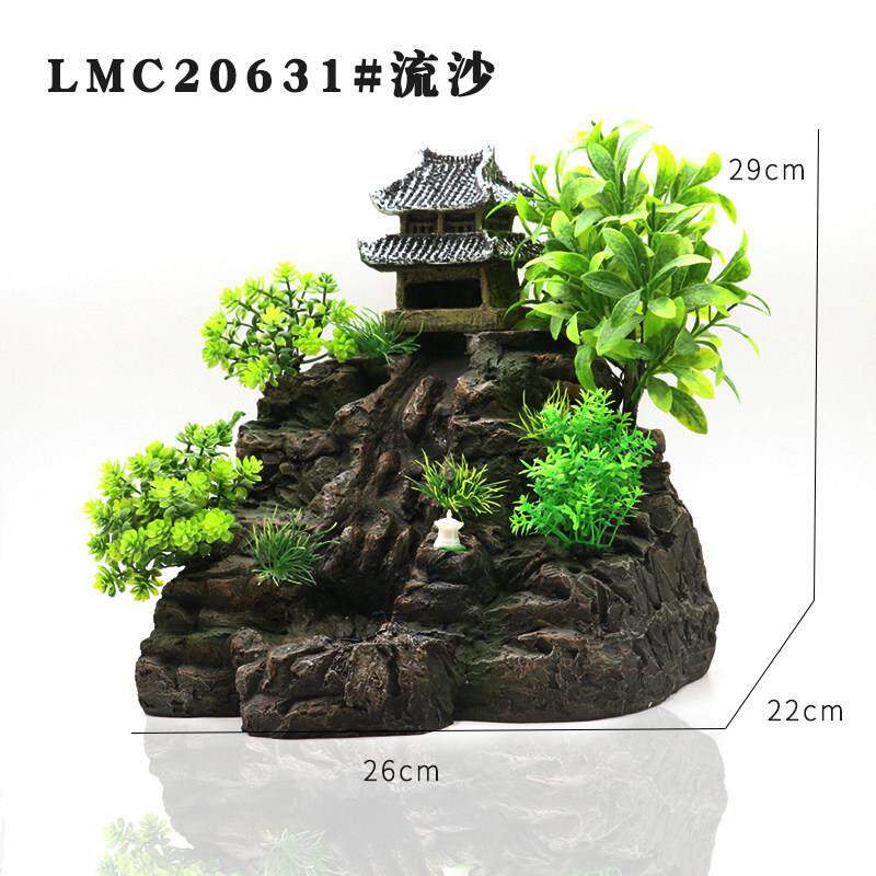 创不意主题假山Y流沙瀑布山白景动态山景浑水沙DINLW水泵假山石景