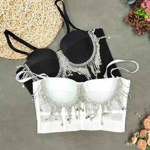 tassel bra tight outer rhinestone top style wear chest