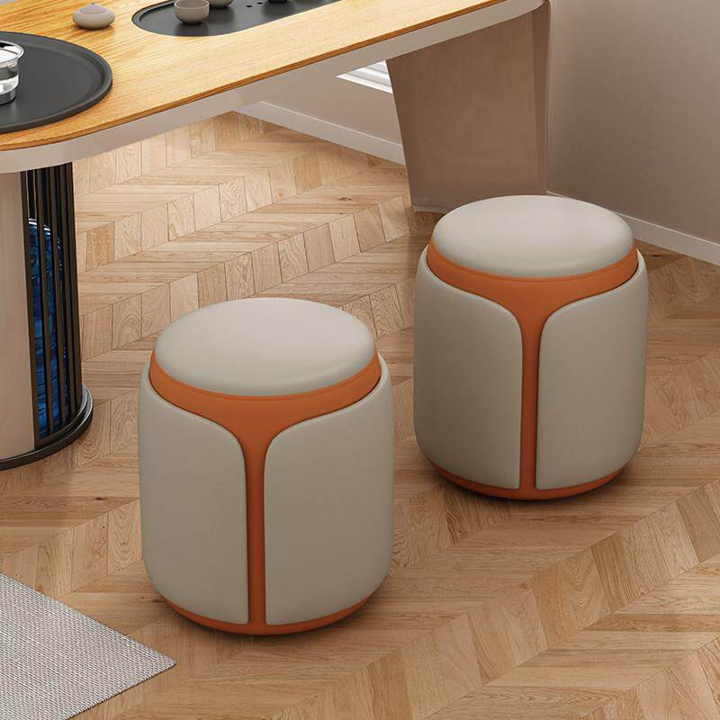 皮质梳妆凳卧室女生化妆台凳子轻奢岩板茶桌茶台凳子休闲圆凳子