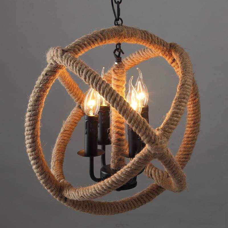 美式乡村复古工业风创意麻绳酒店餐厅餐桌咖啡厅酒吧艺术装饰吊灯